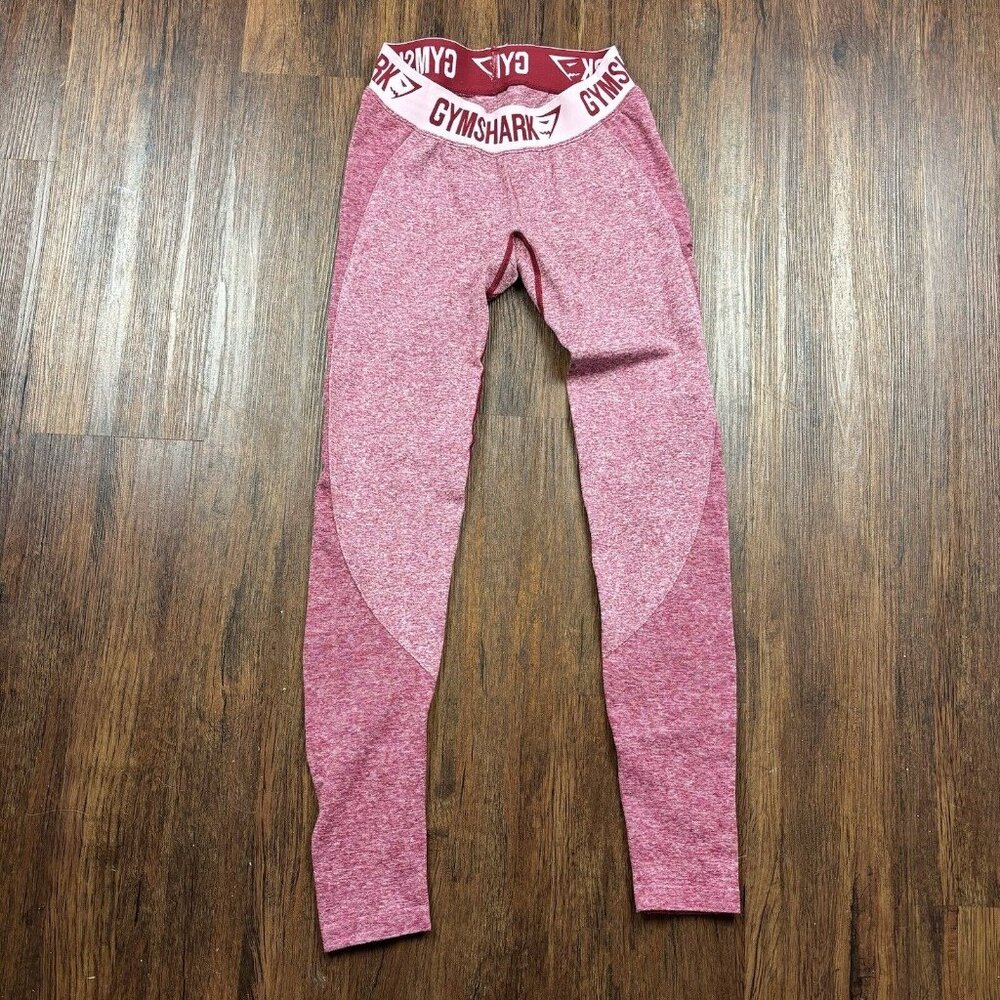 Gymshark Flex Low Rise Waist Spellout Leggings Marl Red Size Small